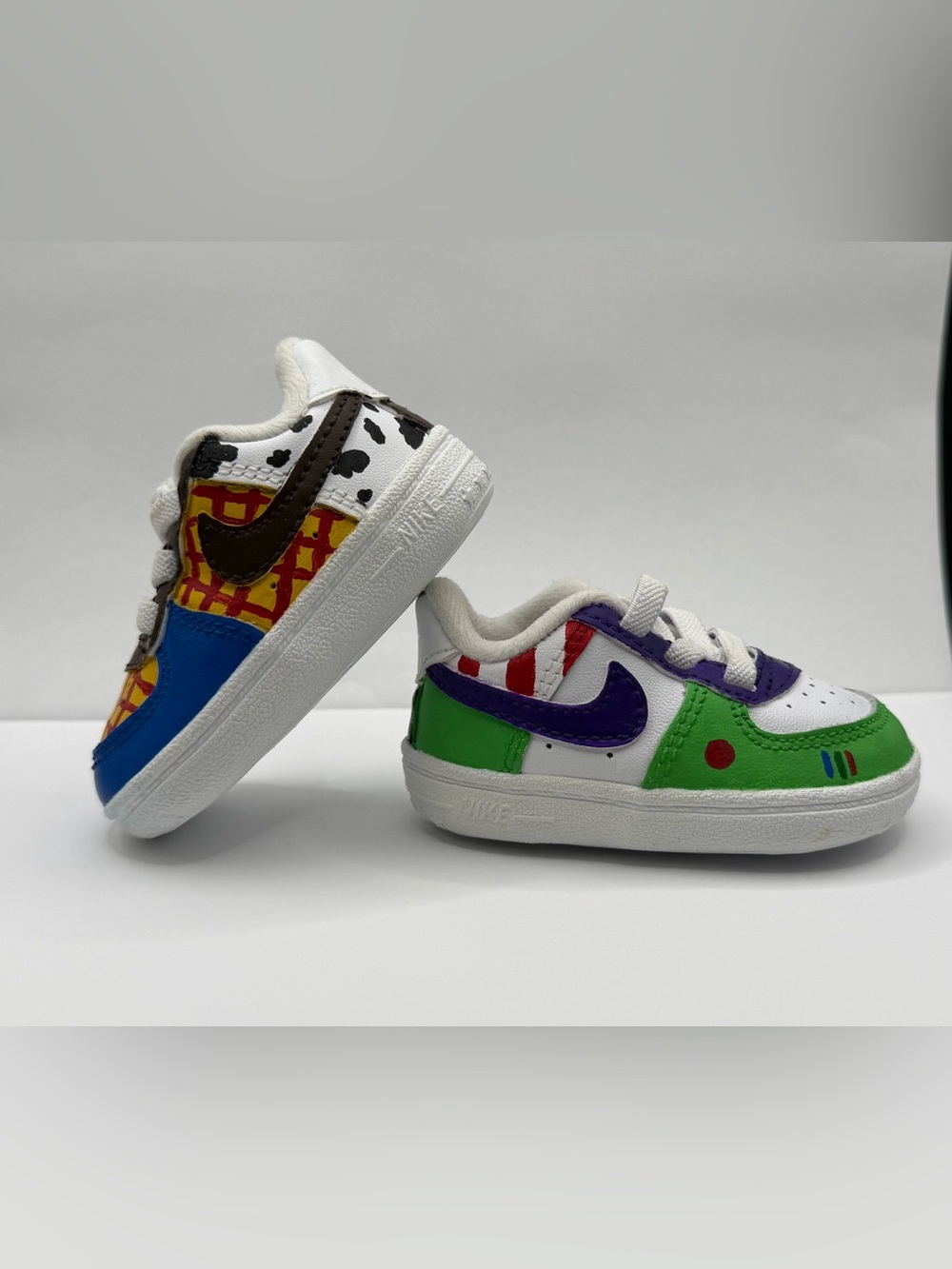 Hand Painted Nike Air Force 1 Crib Shoes Size 1C Toy Story Custom Art